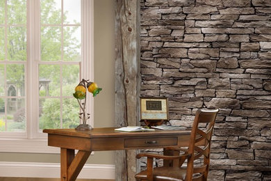 Inspiration for a rustic freestanding desk home studio remodel in Other