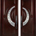 BGW Doors - Front Entry Crescent Door 30"x96"x2, Left Hand - 61 1/4" X97" X 5 1/4" Natural Mahogany Prefinished Solid Wood Prehung Front Door