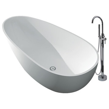 Transolid Marisol 58"x29"x23" Freestanding Tub and Faucet Kit, White