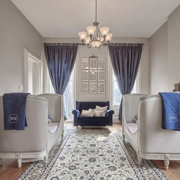 Identical Twins Grey & Navy Antique Style Nursery