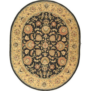 Charcoal Safavieh Heritage Collection HG343E Handmade Traditional Oriental Premium Wool Area Rug Gold 4'6 x 6'6 Oval