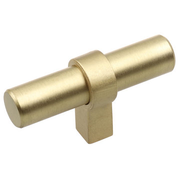 2-1/4" Solid Steel Euro T-Bar Knob, Set of 7, Satin Gold