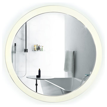 Sol Round LED Lighted Wall Mount Vanity Mirror With Defogger, 22"