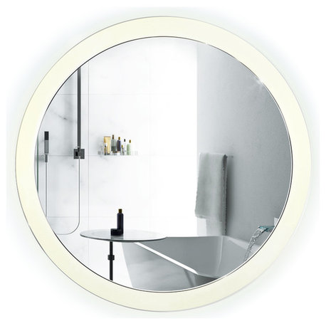 Sol Round LED Lighted Wall Mount Vanity Mirror With Defogger, 22"