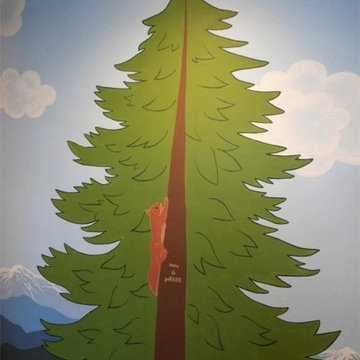 Kid's playroom - Seattle Cityscape - Cascade Mountains - Mount Rainier mural