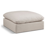 Meridian Furniture - Comfy Beige Linen Textured Fabric Modular Chair, Beige, Linen Textured Fabric, Ottoman - Give your space a whole new look with this beige Comfy linen textured fabric ottoman. This handsome ottoman fits nicely with other items in the Comfy collection and is a versatile seating option designed for adaptability, comfort and style. Wrapped in rich beige durable linen textured fabric upholstery, this ottoman offers a plush embrace of overstuffed down feather cushions, carefully crafted to deliver the highest level of comfort. The perfect seat for creating an oasis for relaxation, this ottoman has thick foam surrounding its frame for added support and coziness.