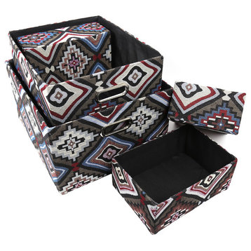 Stylish Fabric Home Storage Baskets, 5-Piece Set, Multicolor
