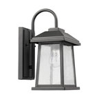 Carina Textured Black Outdoor Wall Sconce Glass Lantern Light