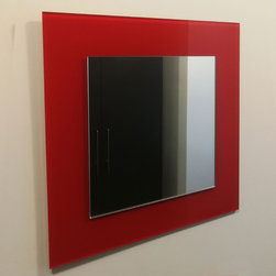 Accent Mirror. Clear on Red. - Wall Mirrors