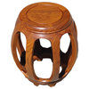 Chinese Solid Wood Huali Barrel Round Stool