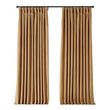 Signature Amber Gold Doublewide Blackout Velvet Curtain Single Panel, 100"x108"