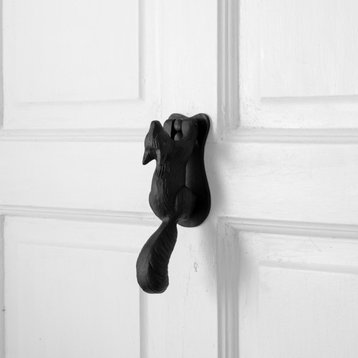 Renovators Supply Black Cast Iron Squirrel Shaped Vintage Front Door Knocker