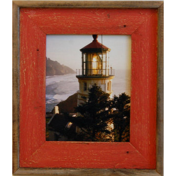 Red Barnwood Picture Frame, Lighthouse Red Distressed Wood Frame, 5"x5"