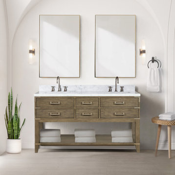 Lexora Norwalk Bath Vanity, Grey Oak, 60, Vanity Complete Set