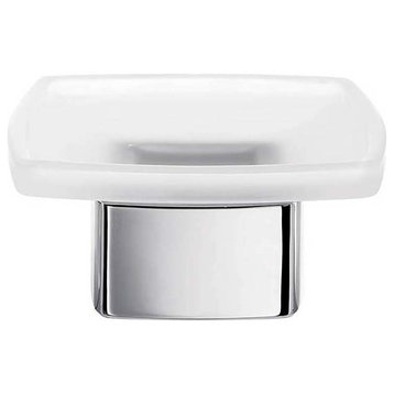 Lea A1911Z Polished Chrome Tabletop Soap Holder with Frosted Glass Soap Dish