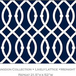 Navy White Lively Lattice - Custom Printed Removable Wallpaper - Wallpaper
