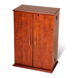 Prepac Small Deluxe Storage with Lock in Cherry and Black - Media Cabinets