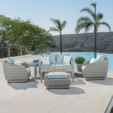 Cannes™ 6pc Love & Club Seating Set in Spa Blue by RST Brands™