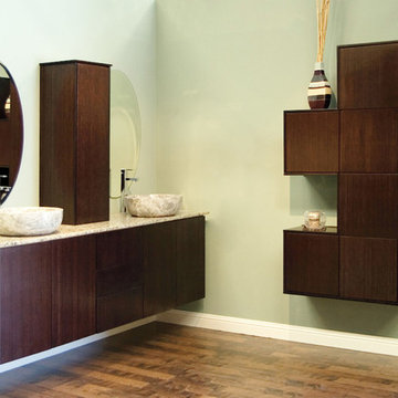 San Jose mEco Chocolate Bamboo Bathroom with side cabinets
