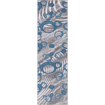 Well Woven Dulcet Clarence Modern Abstract Blue Runner Rug 2' x 7'3"