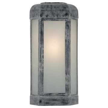 Dublin Large Faceted Sconce in Weathered Zinc with Frosted Glass