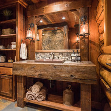 Stones behind sink