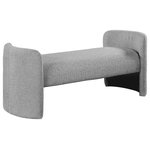 Meridian Furniture - Peyton Boucle Fabric Upholstered Bench, Grey - Place this Peyton Boucle Fabric Bench wherever you need an additional seat and a stylish and chic element added to your room. This pretty bench is just the thing to position at the end of a bed or in a foyer or entryway to provide a spot to sit while putting on shoes or pulling on boots. The rounded arms and the nonassuming style lend this bench an air of contemporary panache while the rich grey boucle fabric lets it easily mesh with your room's color scheme.