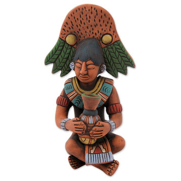 Novica Maya With Chu Vessel Ceramic Sculpture