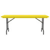 Correll 30"W x 60"D Heavy Duty Plastic Blow-Molded Folding Table in Yellow