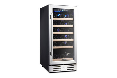 Kalamera 15'' Wine Cooler Refrigerator Chiller 30 Bottle Built-in Single Zone wi