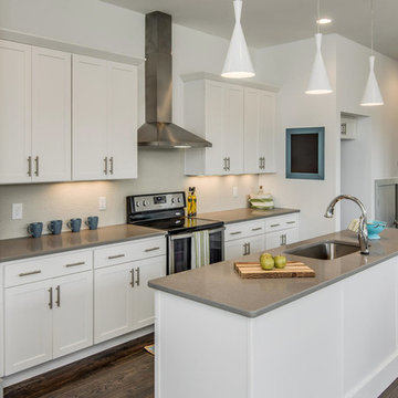 Kitchen with White Tile Backsplash