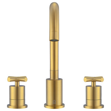 Ava Widespread Cross Handle Bathroom Faucet, Titanium Gold