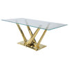 ACME Barnard Dining Table, Clear Glass and Mirrored Gold
