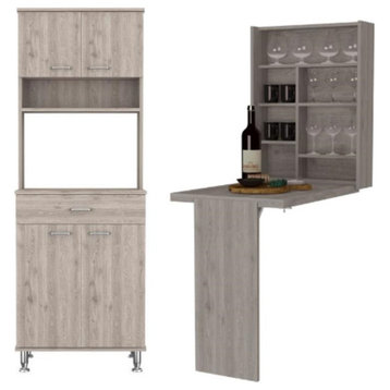 Home Square 2-Piece Set with 60 Pantry and Floating Desk With Hutch