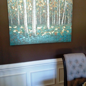 Colorful Teal-Turquoise and Brown Dining Room