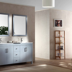 72 inch Contemporary Double Sink Bathroom Vanity Set in Grey Finish - Bathroom Vanities And Sink Consoles
