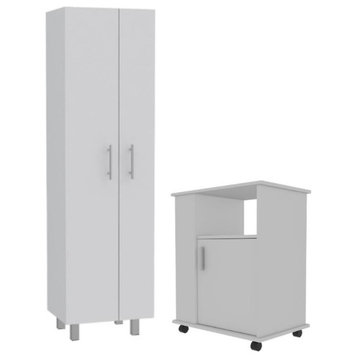 Home Square 2-Piece Set with Kitchen Cart and Storage Cabinet