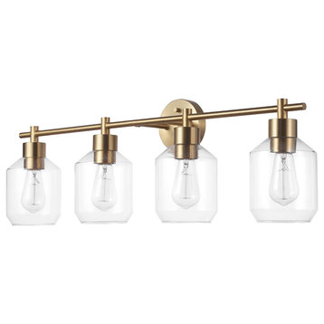 Cannes�4-Light Matte Brass Vanity Light with Opal Glass Shades