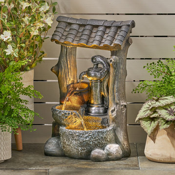 Annecy Clinch Outdoor 3 Tier Water Pump Fountain, Brown and Gray