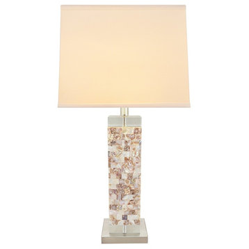 40168-11, 29" Metal and Shell Table Lamp, Satin Nickel