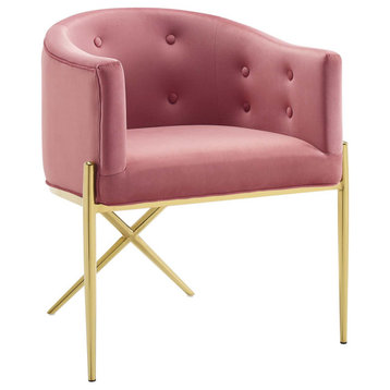 Savour Tufted Performance Velvet Accent Dining Armchair, Dusty Rose