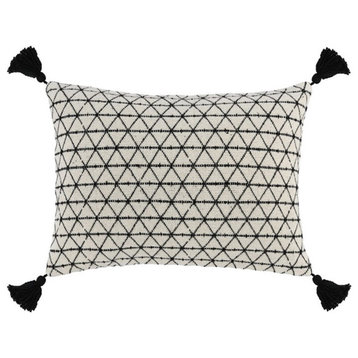 Kosas Home Layla 14x20" Cotton Geometric Throw Pillow in Ivory/Black