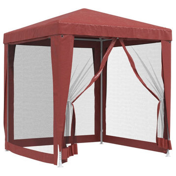 vidaXL Gazebo Party Tent Canopy Shelter with 4 Mesh Sidewalls Red 6.6'x6.6'HDPE