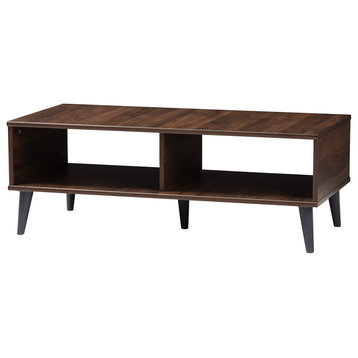 Pierre Mid-Century Modern Brown and Dark Gray Wood Coffee Table