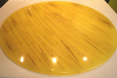 24''x1/2'' translucent resin table top with embedded reeds and spikes