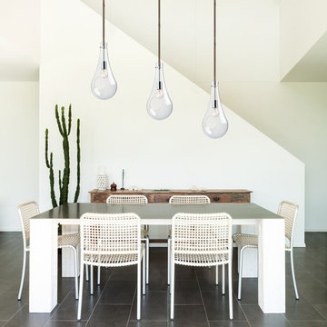 Terra 1-Light Polished Chrome & Twine Wrapped Hanging Rod Pendant