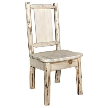 Montana Woodworks Wood Side Chair with Laser Engraved Bronc Design in Natural
