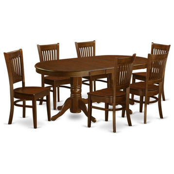 East West Furniture Vancouver 7-piece Wood Dining Room Set in Espresso