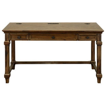 Traditional Wood Writing Desk Office Desk Storage Table Brown