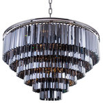 Gatsby Luminaires - Fringe 33-Light Chandelier, Polished Nickel, Smoke, With LED Bulbs - Bring glamour to your home with this thirty three light stunning pendant chandelier from Glass Fringe collection. Industrial style frame yet delicate and modern glass fringe options this stunning ceiling light will surely update your decor